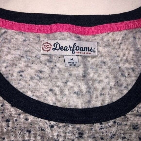 Dearfoams Pajamas Size Med Mama Gray Navy Striped Soft Knit Jogger Style Pants - Picture 2 of 9
